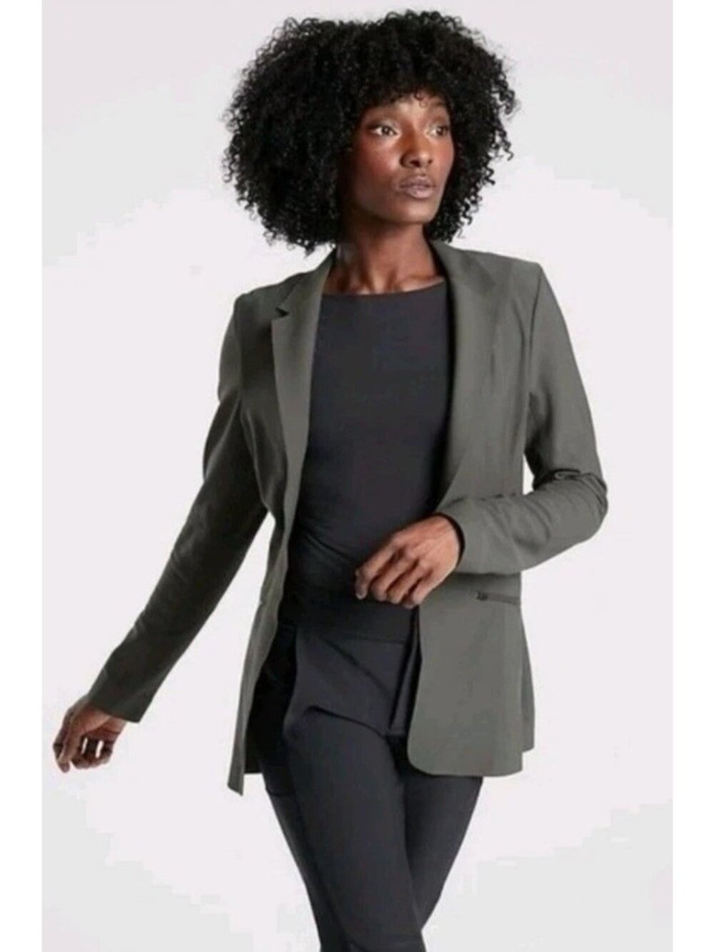 ATHLETA Interstellar Blazer Gray Work Jacket Size 8 Womens Athletic Active